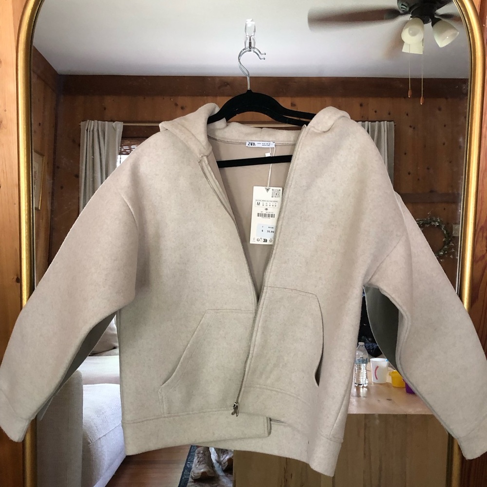 Zara Light Beige Hooded Jacket